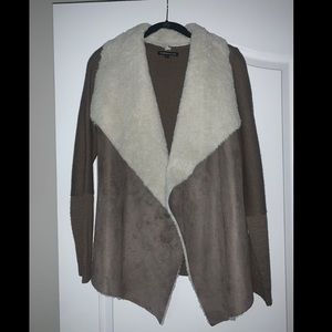 Faux Suede and Fur lined Sweater Jacket